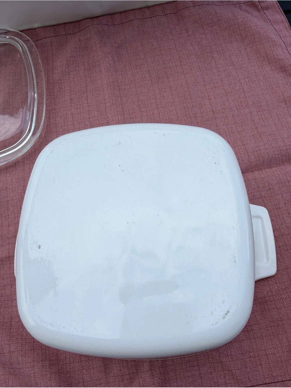 CorningWare White Casserole Dish with Red Tomato & Brown Herb Motif